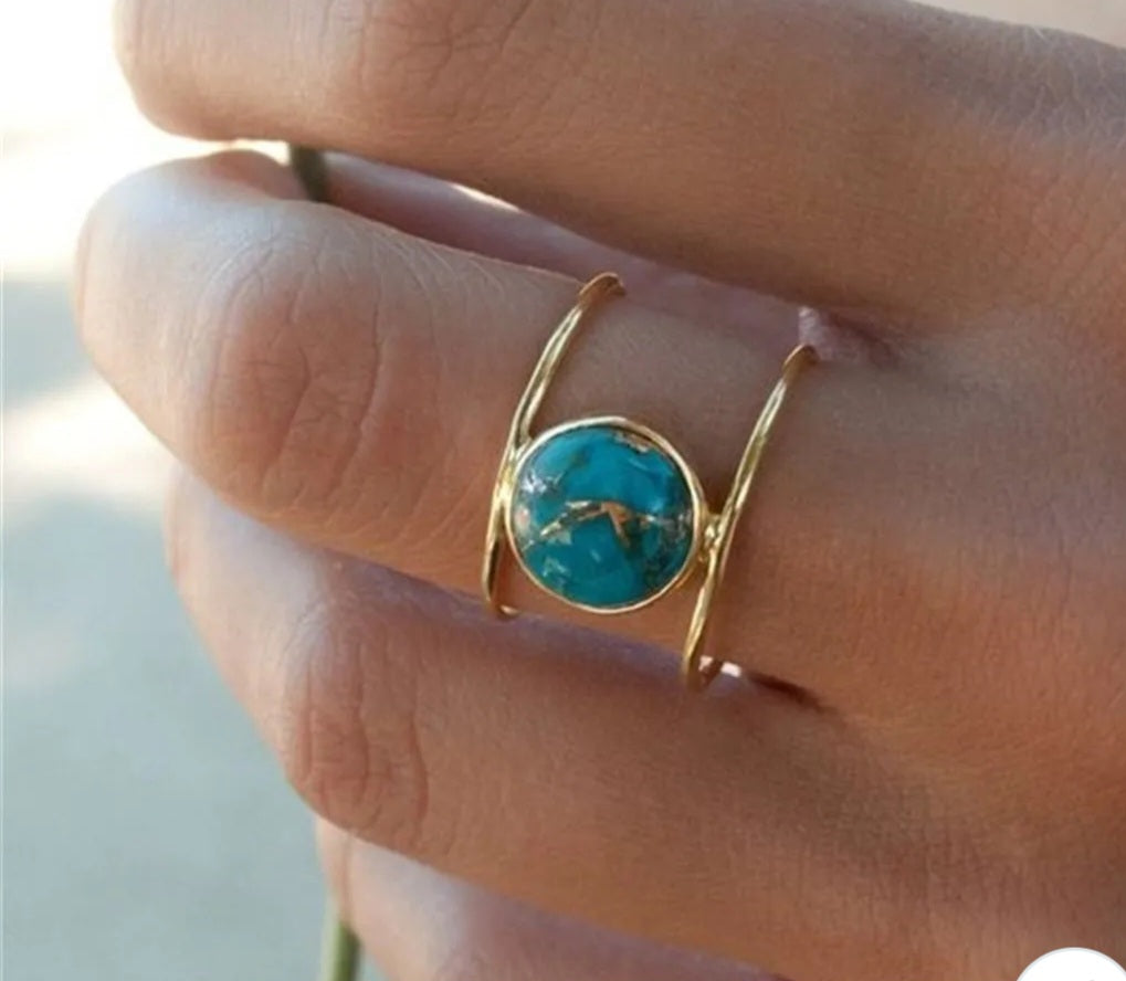 Turquoise and gold ring