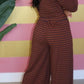 Brown stretch two piece set