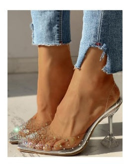 Clear rhinestone shoes