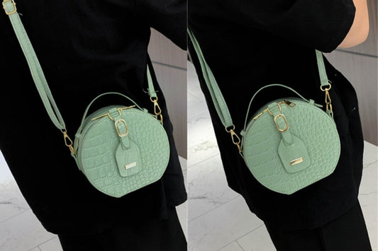 Green circle leather bag