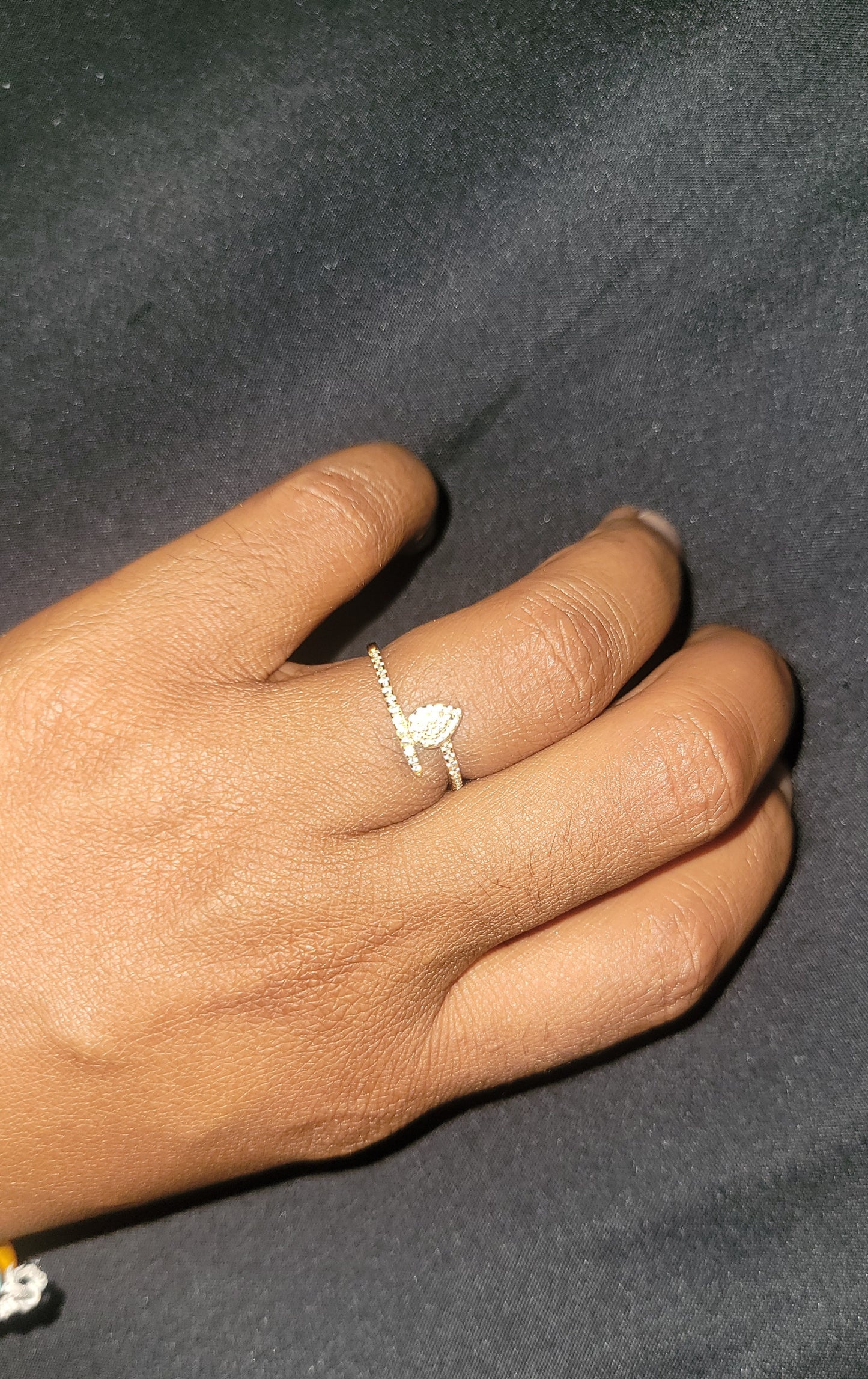 Cubic tear drop ring