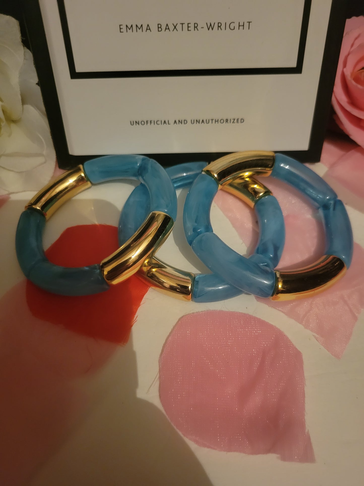 Blue and gold bangle set