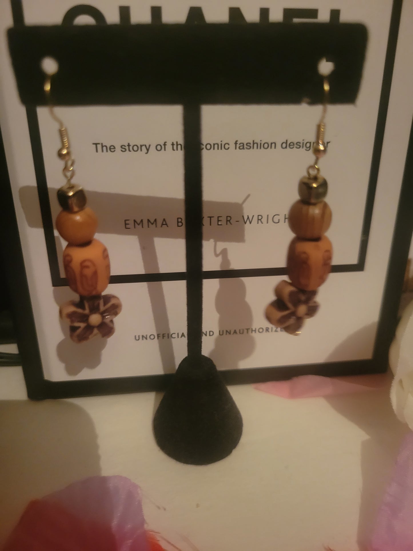 Handmade gold and wooden earrings