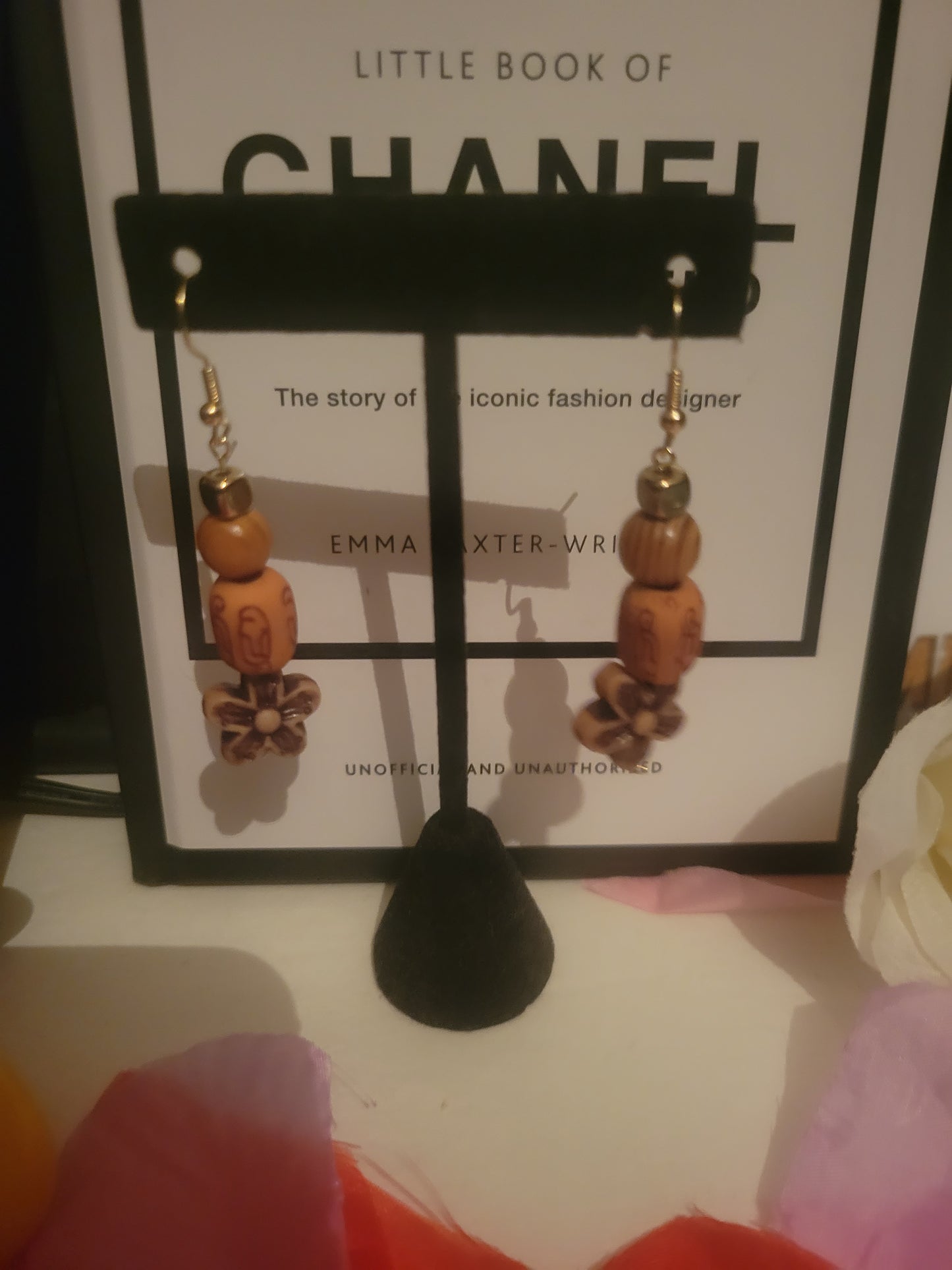 Handmade gold and wooden earrings