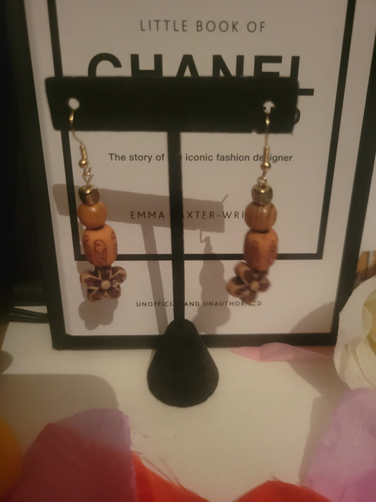 Handmade gold and wooden earrings