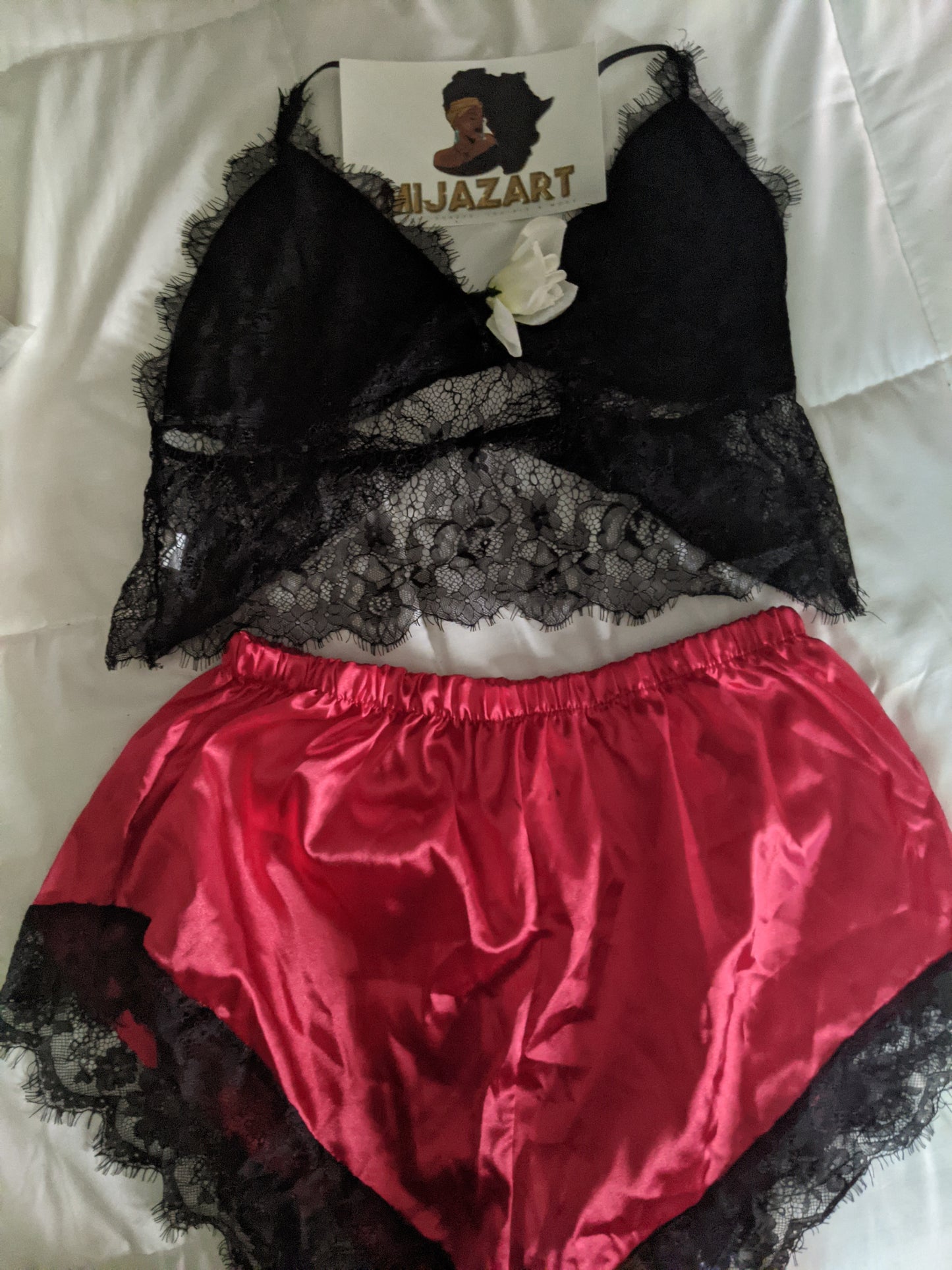 Black and red sheer pjs