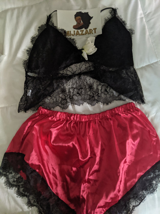 Black and red sheer pjs