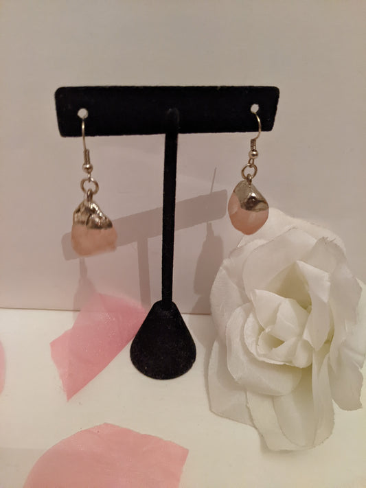 Handmade pink crystal earrings