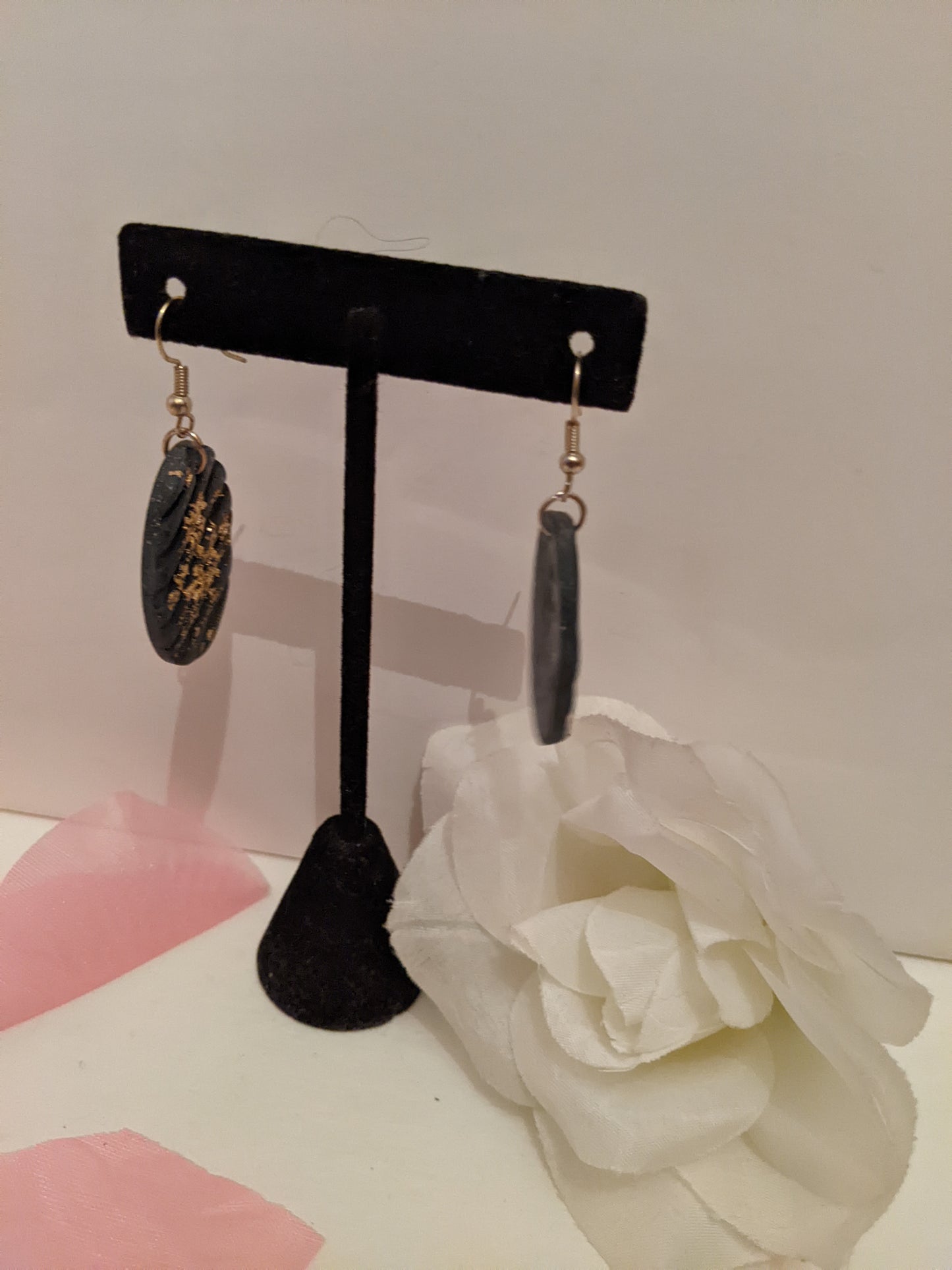 Handmade black and gold earrings