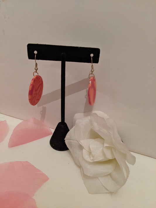 Handmade orange and pink earrings