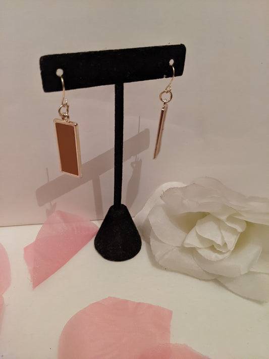 Handmade gold rectangle earrings