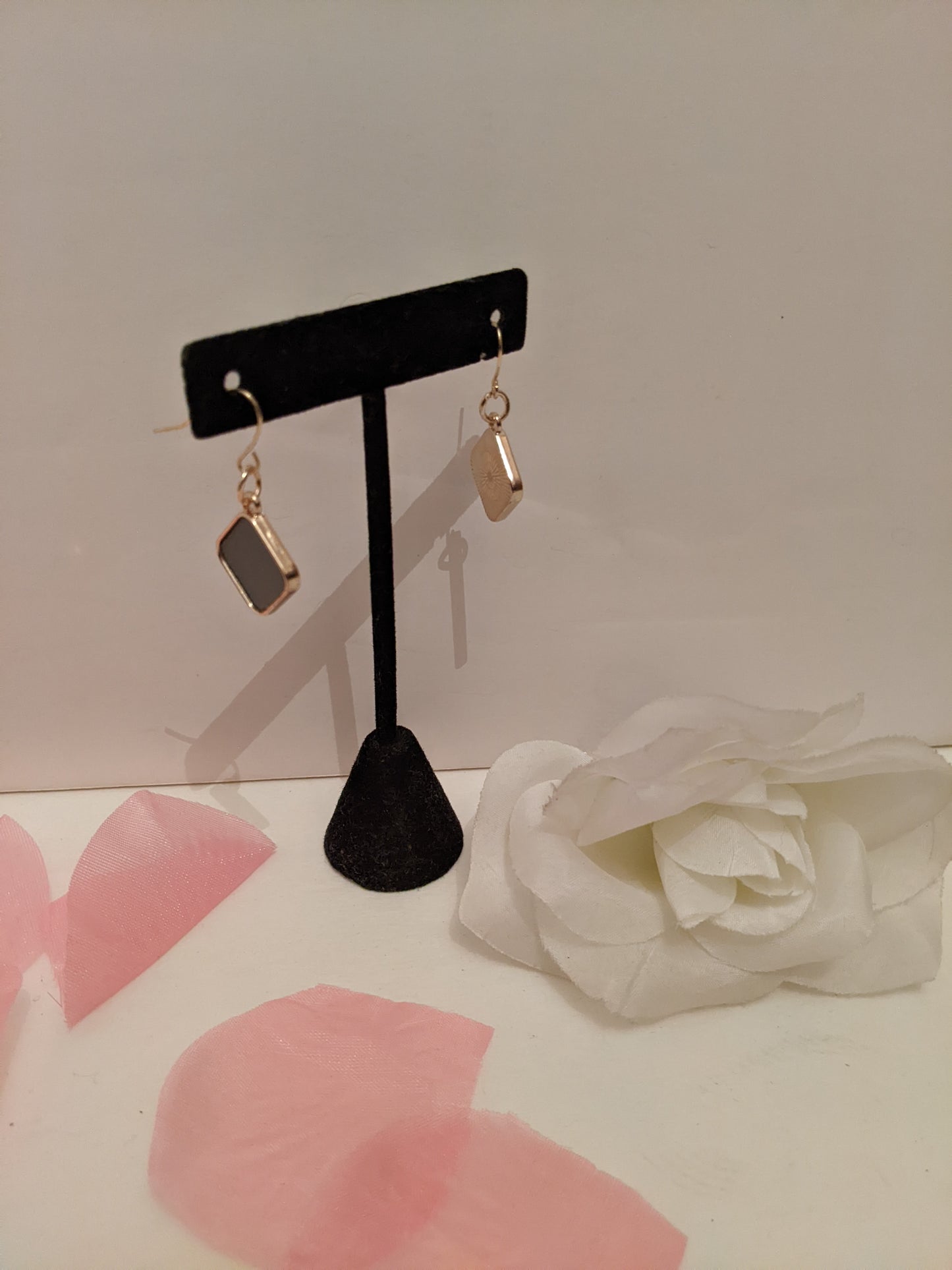 Handmade gold square earrings