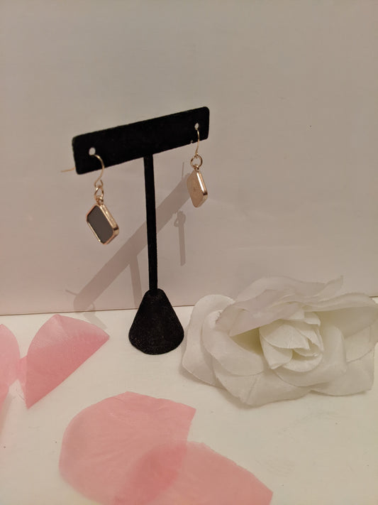 Handmade gold square earrings