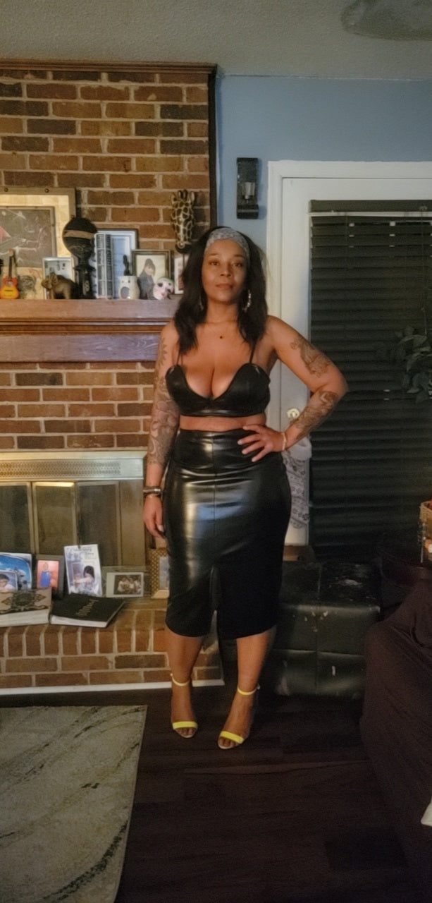 Black leather two piece