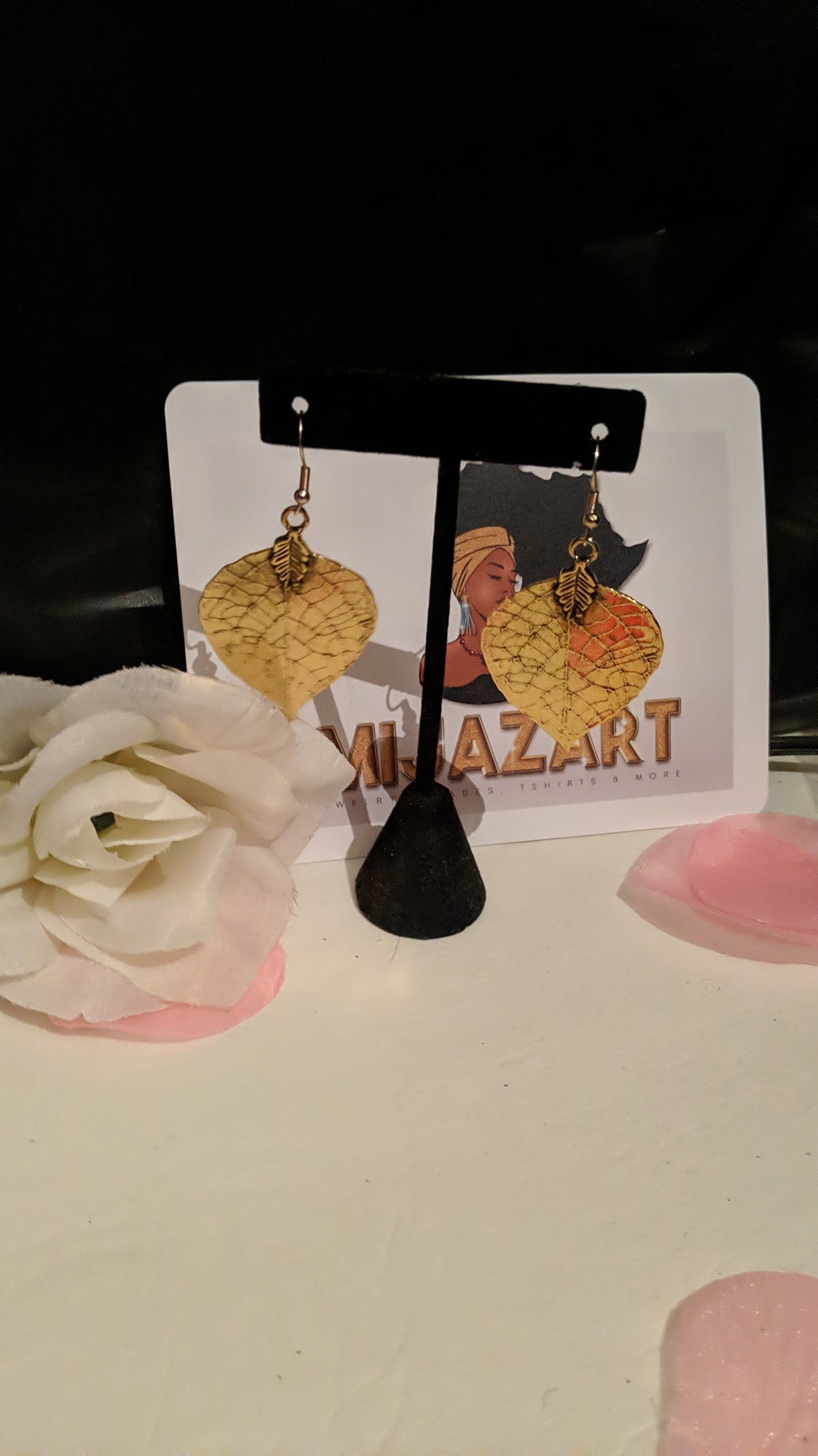 Gold leaf earrings